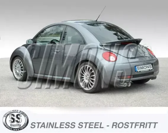 Edelstahl Sportauspuffanlage 2x80 mm New Beetle 1.8T EG-Genehmigung Extra niedriger Gegendruck – Nur für Turbo.