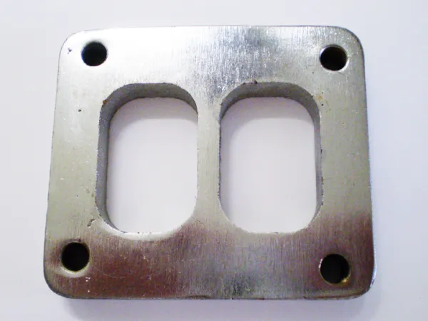Flansch T4 82,5x70mm 10mm stark doppelflutig aus Edelstahl für Krümmerbau