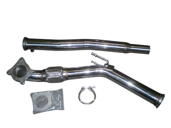 Hosenrohr Downpipe für Golf 5 6 GTI 2.0 TFSI ø 76mm Edelstahl mit Interlock Flexrohr