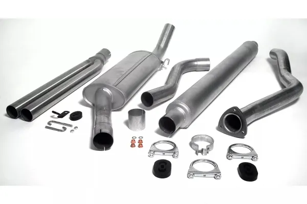 Simons Aluminisierte Sportauspuffanlage 2x 57 mm Rund für SAAB 900 Turbo 8V/16V