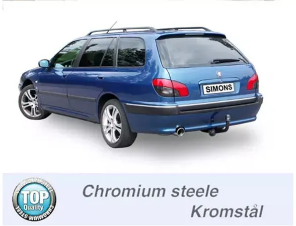 Simons Chromstahl Sportauspuff 100mm Rund für Peugeot 406 Kombi 2.2