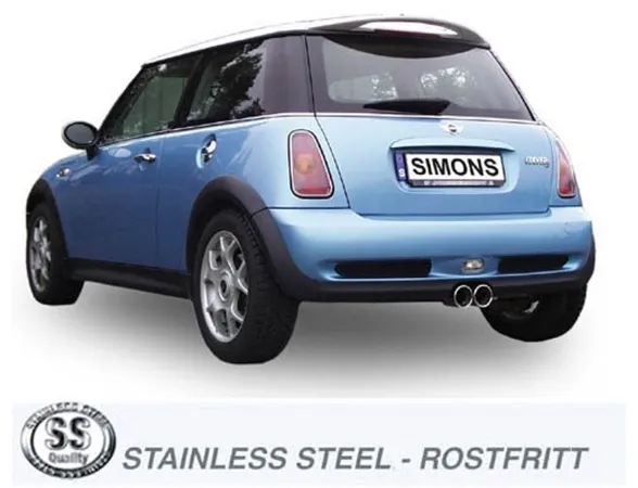 Simons Edelstahl Sportauspuff 2x 80 mm Rund für Mini Cooper S R53