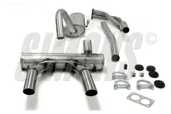 Simons Edelstahl Sportauspuff Duplex 57 mm + 57 mm Rund für Opel GT 2.0