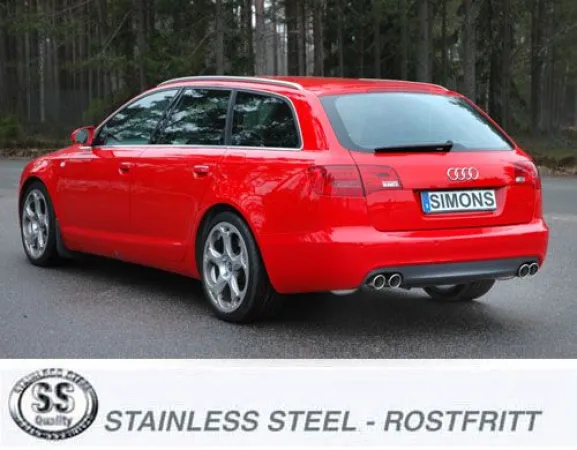 Simons Edelstahl Sportendtopf Duplex 2x80 mm für Audi A6 (C6) Quattro Limousine/Avant/Allroad/Kombi 2.4/2.8/3.0TFSi/3.2/4.2/2.0TDI/2.7TDI/3.0TDI