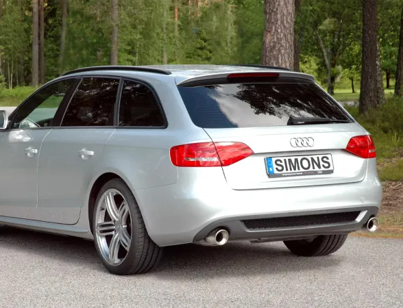 Simons Edelstahl Sportendtopf Duplex L+R 1x100 mm für Audi A4 (B8) 2wd/Quattro Limousine/Avant/Allroad/Kombi 1.8T/2.0T EG-Genehmigung