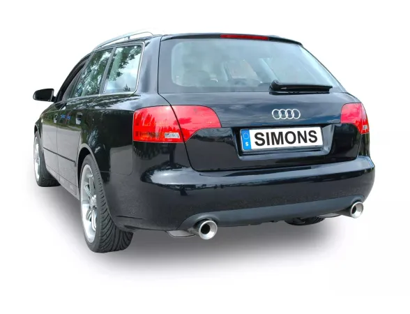 Simons Edelstahl Sportendtopf Duplex L+R 2x100 mm für Audi A4 (B7) 2WD Limousine/Avant/Kombi 1.6i/2.0i/1.9TDi/2.0TDI EG-Genehmigung