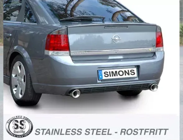 Simons Edelstahll Sportauspuff Duplex 100 mm + 100 mm Rund für Opel Vectra C Limousine1.8, 2.0T, 2.2, 3.2, 1.9CDTI, 2.0DTI, 2.2DTI, 3.0CDTI EG Betriebserlaubnis #1