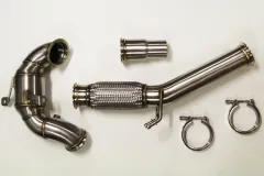 Downpipe mit 200 Zellen Kat für  1.8L & 2.0L TSI EA888 Gen.3 , Audi A3 8v, Seat Leon III, Golf 7 GTI 2.0 TFSI  ø 76mm Edelstahl mit Interlock Flexrohr